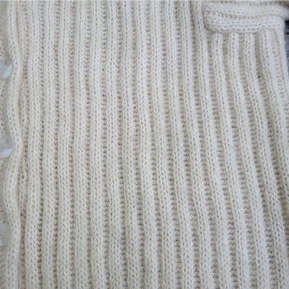 Vintage LL Bean Sweater Women Cardigan Vneck Button Mohair Wool Blend Ivory - Picture 9 of 11